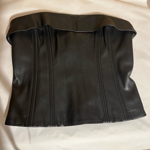 NWT Susana Monaco Faux Leather Corset Tube Top - size S - Picture 3 of 7
